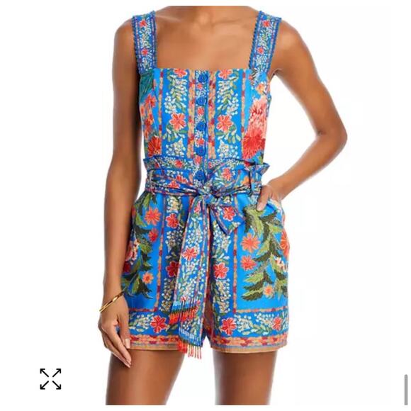 FARM RIO Stitched Garden Blue Romper Size - Picture 6 of 12